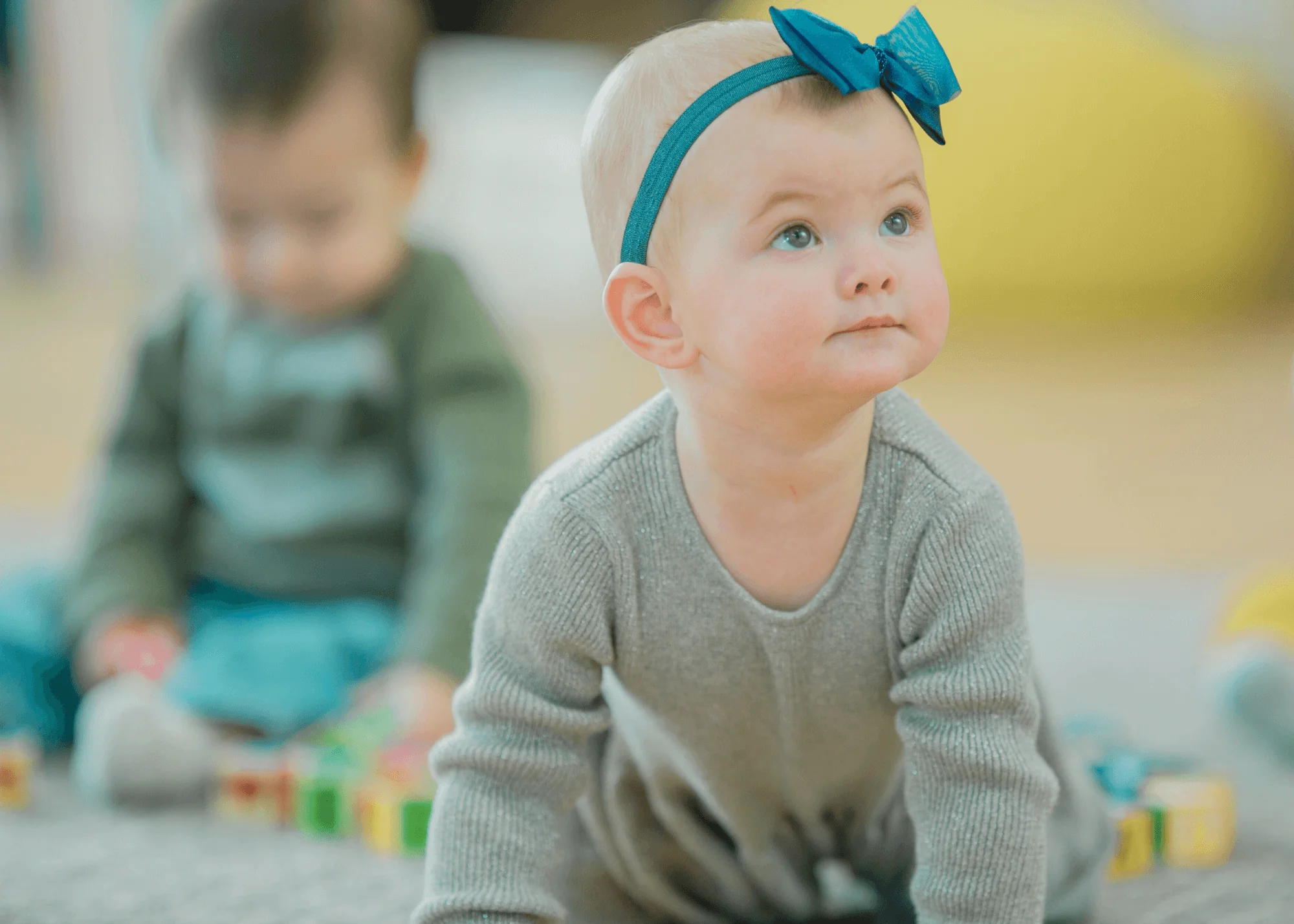 Baby,Blue bow in hair