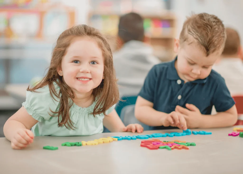 Little girl,Little boy,Alphabet blocks